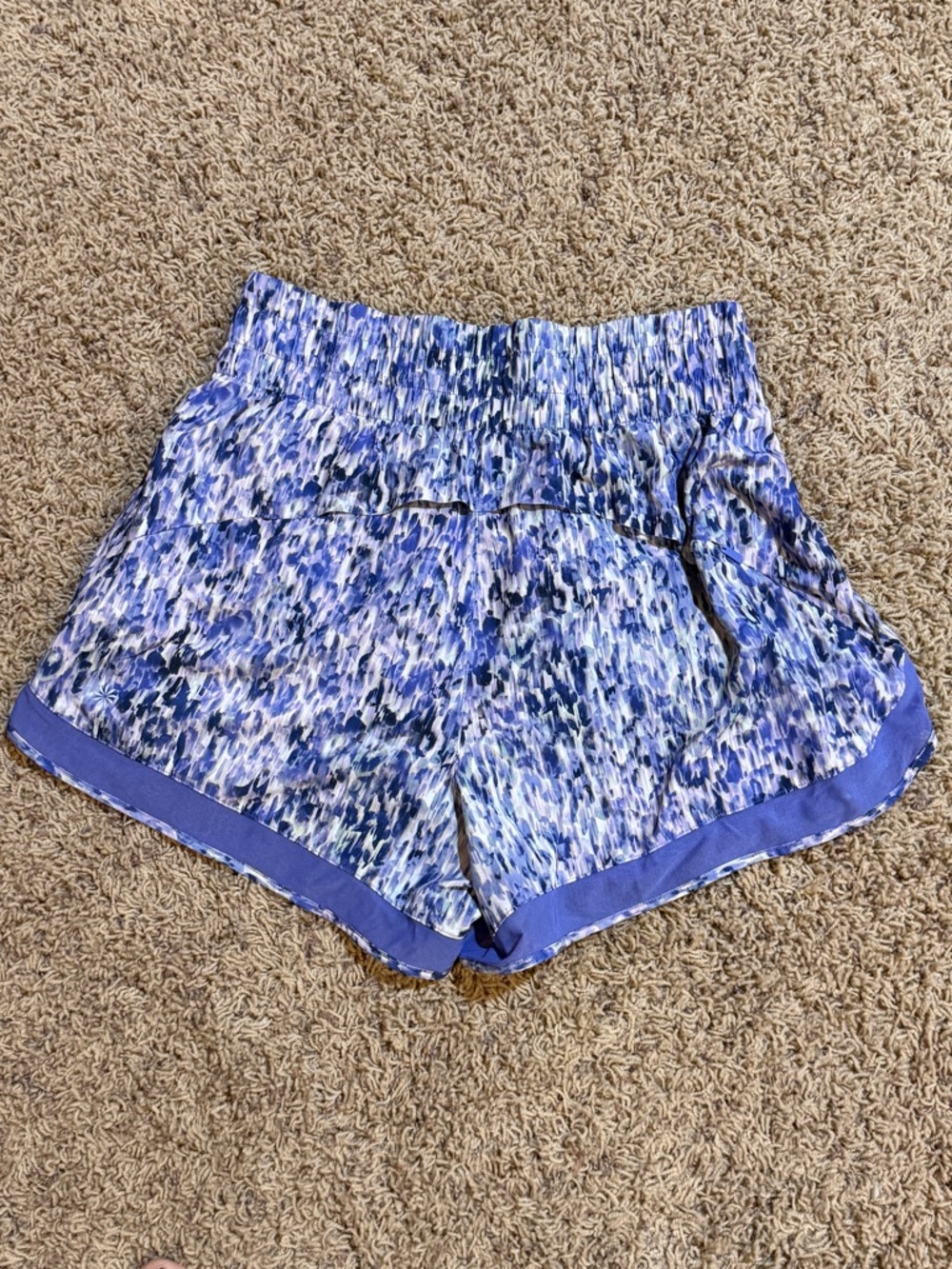 Athleta Running Shorts Women’s S Blue Printed Lightweight Athletic Active